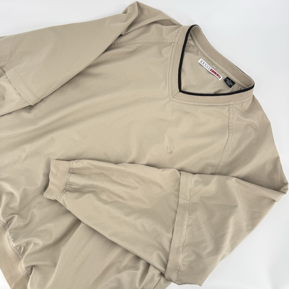 Grand Slam Tour Pullover Mens XL Tan Khaki Golf Jacket Removable Sleeves Vtg